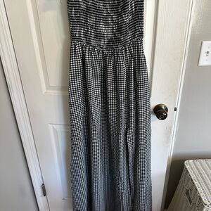Lulu's Black and White Strapless Gingham Dress